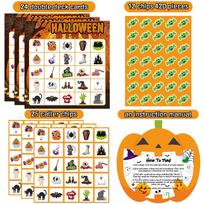 Halloween Themed Bingo Board Game With Call Cards And Sticker Pack For Kids And Adults