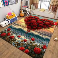 Romantic Rose Heart rugs for Living Spaces carpet for home sofa bedroom, gift mat 40cm x 60cm