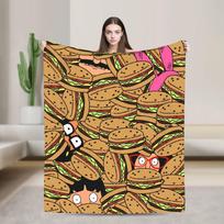 Super Warm Blankets Camping Anime Bobs Funny B-Burgers Throw Blanket Movie Flannel Bedspread For Home Decor Trend Sofa Bed Cover 130x150cm