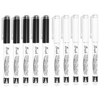 10Pcs/set Paint Pens White/Black Marker,Brush Acrylic Permanent Marker for Rock Painting Stone Ceramic Glass Wood Plastic Glass