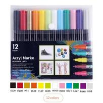 12/28 Colors Paint Pen Acrylic Marker for Metal, Wood, Plastic, Ceramic, Metallic Rock Painting, Drawing, Extra Fine Point 0.7mm