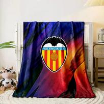 The pattern shows a Valencia C.F. crest over colorful abstract waves. for all seasons blanket lunch break throw gift 80cm x 120cm