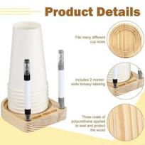 2Pieces Wooden Cup Dispenser Organiser Holder with Marker Slots For Home Office Birthday Party Holiday Gathering M4YD China Mainland