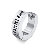 Vnox Men Norse Viking Runes Hoop Earrings,13mm Stainless Steel Huggie Ear Gifts Jewelry for Male Boys