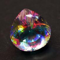 Rainbow Mystic Topaz Gemstone 215 Carat Lab-Created Pear Cut Huge Size CERTIFIED 27 mm approx įvairiaspalvis