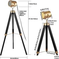 Tripod Metal Floor Lamp Swivel Head Ebony Tall Standing Spotlights for Bedroom