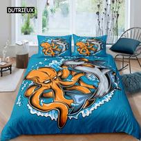 Octopus Duvet Cover Set Microfiber Green Octopus Tentacles Twin Bedding Set Sea Marine Theme Underwater Animal Comforter Cover EU single(135x200cm)
