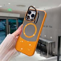 Mirror Case for Samsung Galaxy A25 5G/ A35/ A55/A32/A26/A36/A56 MagSafe Magnetic Fashion Makeup Candy Color Glitter Phone Cover with Kickstand Galaxy A25 5G oranžinė