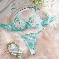 New Embroidered Flower Sex Underwear Multi-specification Mesh Adjusted Thin Bra French Sexy Underwear XL bordinė