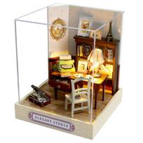 Pasidaryk pats miniatiūrinio lėlių namelio rinkinys, dėlionė, 3D medinis namas, kambario amatas su baldais, LED šviesos, vaikų gimtadienio dovanų žaislai beige