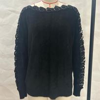 Madingi Nauji Megztiniai su Įstrižu Kaklu Moteriški Megzti Megztiniai Nėriniai Mozaika Ilgomis Rankovėmis Moteriški Megztiniai Viršutiniai Drabužiai Elegantiški Derliaus Vienspalviai Minkšti Šilti Megztiniai 26460 L juoda