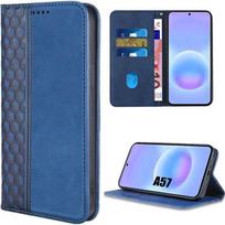 Synthetic Leather Case - BOOLING - for Samsung Galaxy A57 5G - Navy Blue Mosaic Relief Protection mėlyna