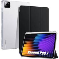 Coque pour Xiaomi Pad 7 / 7 Pro, Protection Antichoc Coins Renforcés Noir avec Porte-Stylet juoda