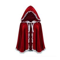 Pasakų su gobtuvu apsiaustas Renesanso Viduramžių Cosplay kostiumas Suaugusiems Aksominis Burtininko Raganos Apsiaustas Helovino Kalėdų Cosplay vakarėliui 80 cm