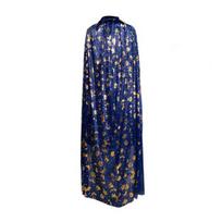 Halloween Cape Fine Workmanship Cosplay Costume Dress Up Star Pattern Hat for Halloween Christmas Parties 150CM mėlyna