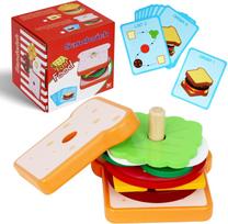 Sandwich Burger Montessori Toys Wooden Stacking For Kids Kitchen Food Preschool Learning Educational Toys Fine Motor Skills Gift