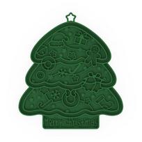Silicone Dog Cat Lick Mat with Suction Cups Non-slip Pet Slow Feeder Tree Shaped Licking Pad for Boredom Anxiety Relief Dog Training žalia