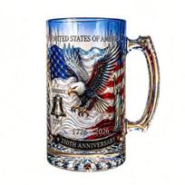 250th Anniversary Whiskey Bottle Thick Glass Decanter with Handle Beer Mug for History Buffs And Veterans 1pc