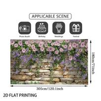 2D Purple Daisy Stone Wall Backdrop for Photo Booth & Party Decor 47.2x31.5inch/120*80cm