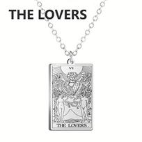 LIKGREAT Tarot Card Necklace Major Arcana Tarots Stainless Steel Necklaces Divination Jewelry Birthday Gift for Women Men steel color