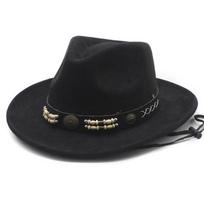 Unisex Faux Suede Cowboy Hat Wide Brim Western Sun Hat with Beaded Leather Band 57-58cm juoda