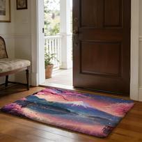 Mount Fuji Floor Mat Soft Flannel Absorbent Mat Non-Slip Rug Home Bedroom Bathroom 40cm x 60cm