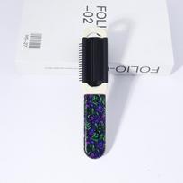 1pc High gloss Fallen Leaf Pattern Folding Comb - Built in vanity mirror, air cushion combing comb, gentle combing