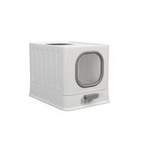Cat Litter Box with Lid Enclosed Cat Potty Top Entry Anti-Splashing Toilet Easy to Clean with Cat Litter Scoop pilka