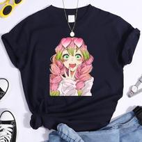 Kanroji Mitsuri Graphic Print T Shirt Women Summer Casual Round Neck Cozy Short Sleeves Streetwear Fashion Anime Harajuku Tees S įvairiaspalvis