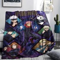 Jujutsu Kaisen Character Collage pattern Flannel Blanket, Comfortable for All Seasons, Home Decor, Warmth and Comfort, Perfect for Gifts. 80cm x 120cm