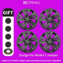 4PCS Model Y 2025-2026 Juniper 19 Inch Turbine Style Hubcap Hub Cap Full Rim Cover Replacement Wheel Cap Accessories for Tesla Tesla&Juniper 2025-2026&New Model Y 19Inch