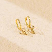 S925 Sterling Silver Zircon Crystal Bow Drop Dangle Earrings for Women Teen Girls, Trendy 18K Gold Plated Fashion Jewelry Gifts auksas