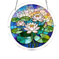Stained Glass Style Tree of Life Suncatcher Hanging Panel with Heart Shape Leaves for Window Home Decor Art Ornament