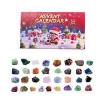 Advent Calendar 24 Pack Countdown Set with Assorted Natural Mineral Gemstone Specimens for Collection Display Educational Gift One Size