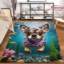 Cute Chihuahua Dogs Area Rug, Soft Flannel Floor Mat, Non-Slip Carpet for Bedroom Living Room Kids Room Decor 40cm x 60cm