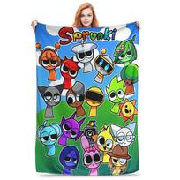 Incredibox Sprunki žaidimo pledas Fleece Pavasaris/Ruduo Nešiojamas šiltas pledas namams lauke Pliušinė plona antklodė 75x90cm