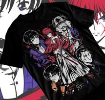 Rurouni Kenshin Samurai Himura T- Shirt Rurouni kenshin Anim Black  Shirt Soft Tee 3XL