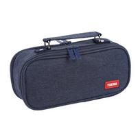 Simple Portable Canvas Pencil Bag Handheld Multi-functional Large Capacity Stationery Bag Thickening 5 Layers Storage Box Office tamsiai mėlyna spalva