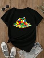 Melting Cube Funny Retro Gaming Rubik Rubix Rubics Cube T- Shirt Unisex Tee Top S