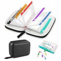 7/14PCS BPA-Free Weekly Pill Organizer Color Coded Medicine Pouch Set  Outdoor Use Black-7PCS