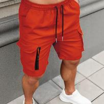 Men's Minimalist Aesthetic Solid Color Cargo Shorts S oranžinė