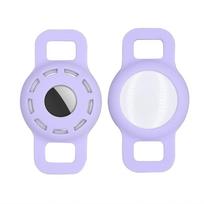 Dog Cat Collar GPS Finder Silicone Tracker Protector Cover Air Tag Holder Pets Anti-lost Locator Sleeve Airtag Protective Case violetinė