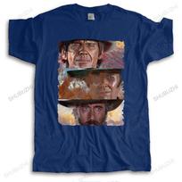 The Good The Bad And The Ugly T Shirt Men Soft Cotton T-shirt Handsome Graphic Tee Tops Short Sleeves Movie Film Lover Tshirt XXXXL tamsiai mėlyna