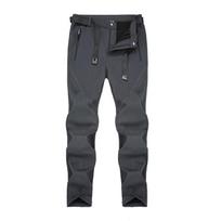 Men's Windproof Softshell Fleece Pants: Warm, Breathable, Wear-Resistant for Hiking in Autumn and Winter. L pilka spalva