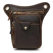 European and American Men's Retro Leather Waist Bag, Crazy Horse Leather Leg Bag, Casual Outdoor Phone Bag