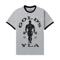 Retro Gold x YLA Unisex American Style Slim Fit Cotton T-Shirt - Plus Size, Short Sleeve, Summer, Shows Muscles Medium šviesiai pilka spalva