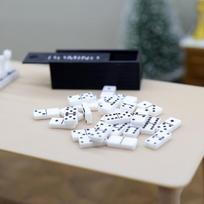 Set 1 New 112 Dollhouse Miniature Domino Model Dot Mini Pla Dominoes Board Game BlackWhite Building Learning Suitable For All Ages Kids Adults