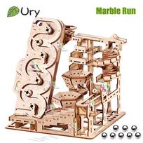 3D Ury Wooden Puzzle Electric Track Device Marble Run Set Counter Current Compass Model Science Ball Maze Assembly Gift For Kids