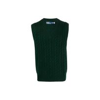 Polo Ralph Lauren Solid Color Cable Knit Sleeveless Sweater Men sweater Forest-Green 710917037-001 S