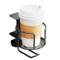PET and Steel Cup Holder Mounts Firmly on Table Edge Headphone Hook Included Prevents Accidental Spills Organizers